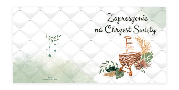 Zaproszenia na Chrzest Swiety Kolyska Boho ZKC_05 Przod