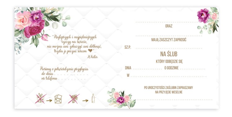 Zaproszenia Slubne Glamour Wybór Koperty ZKS_08 Przod