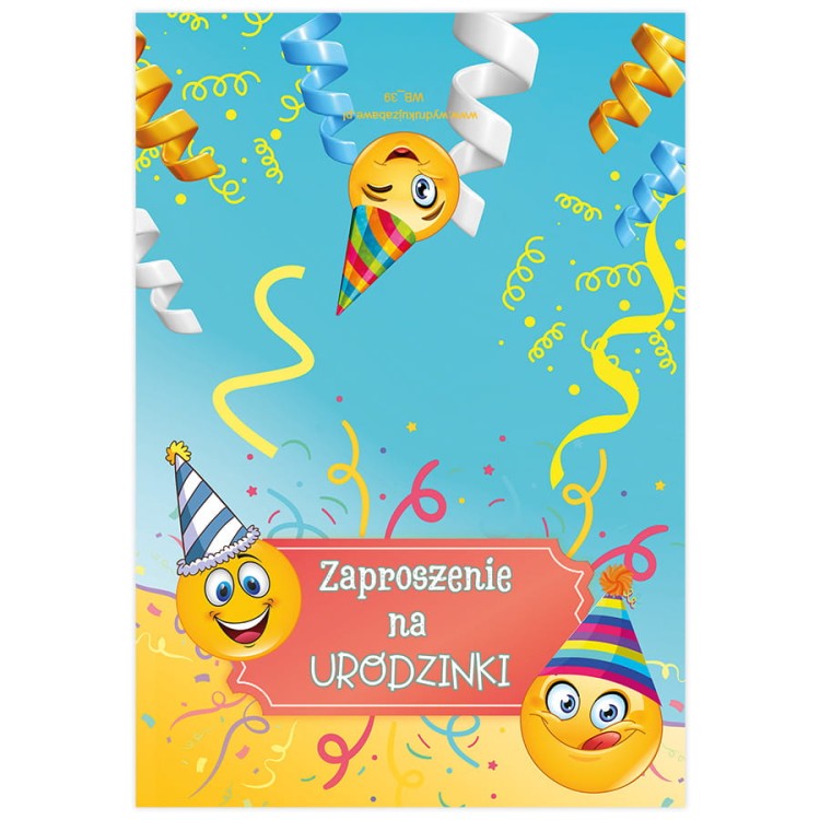 Zaproszenia dla Dzieci Emotki WB_39 Przod