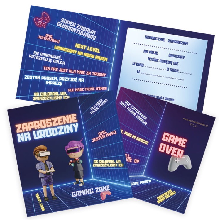 Zaproszenia dla Dzieci Gaming Zone Z11_21