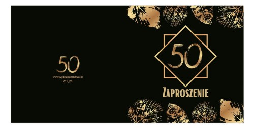 Zaproszenia na 50 Urodziny Zlote Liscie Z11_25 Przod