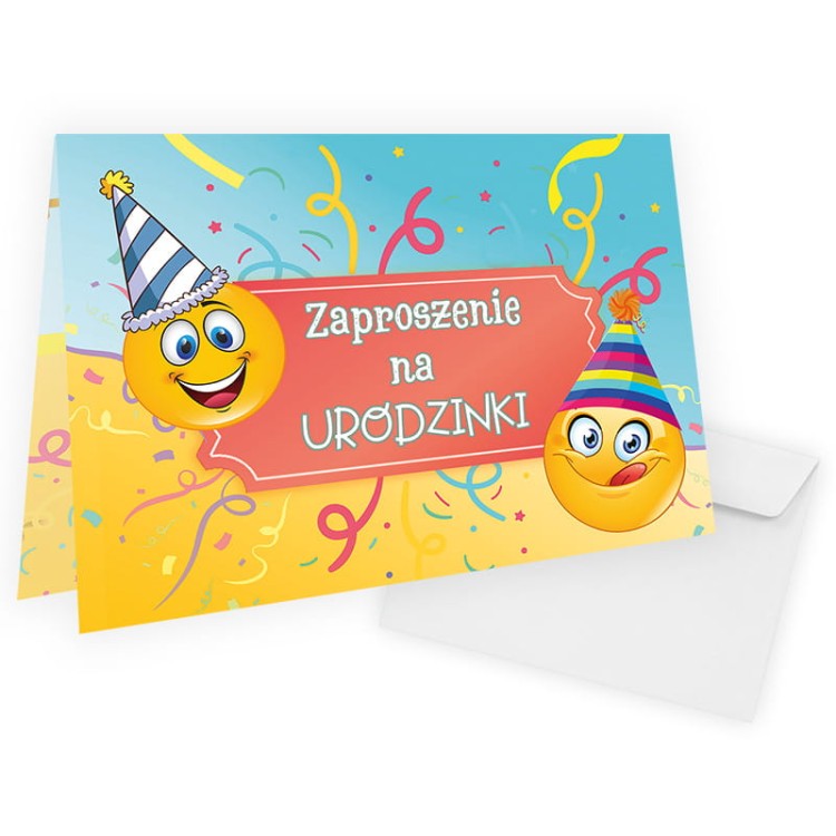 Zaproszenia dla Dzieci Emotki WB_39 Biala Koperta