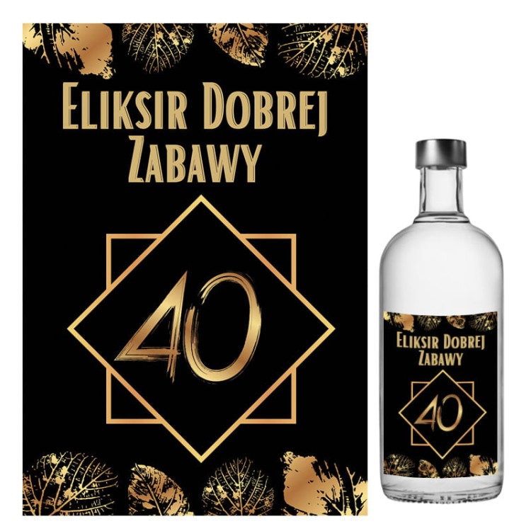 Naklejki na Butelki na 40 Urodziny Zlote Liscie - 10 sztuk NAK_76