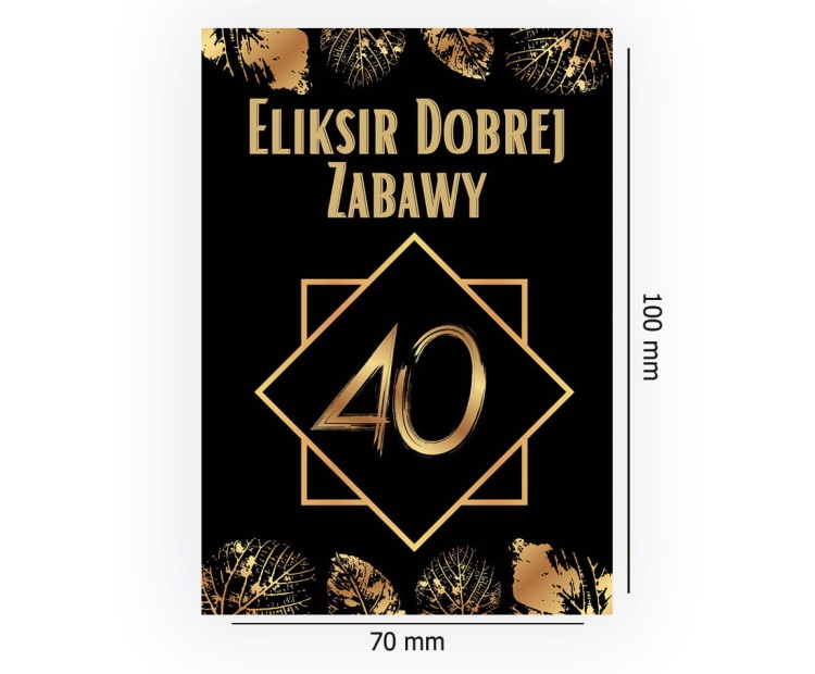 Naklejki na Butelki na 40 Urodziny Zlote Liscie - 10 sztuk NAK_76 Rozmiar