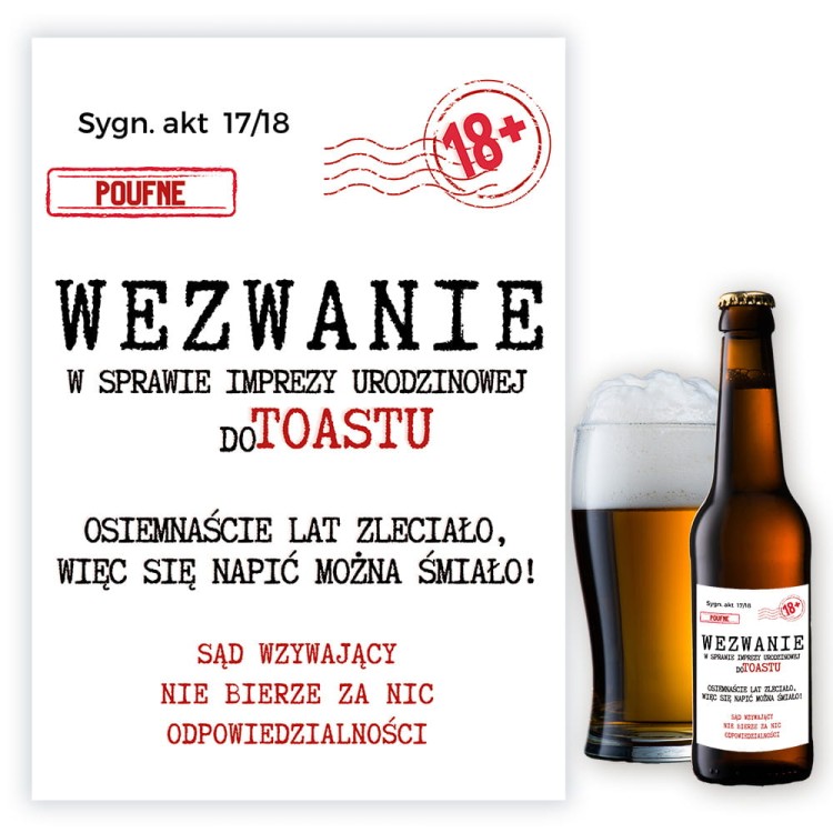 Naklejki na Butelki na 18 Urodziny Wezwanie do Toastu - 10 sztuk NAK_56