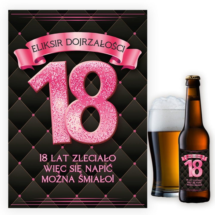 Naklejki na Butelki na 18 Urodziny Rozowe Balony - 10 sztuk NAK_92