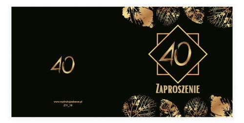 Zaproszenia na 40 Urodziny Zlote Liscie Z11_19 Przod