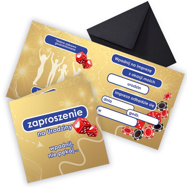 Zaproszenia na Urodziny Satysfakcja Gwarantowana Z11_17 Czarna Koperta