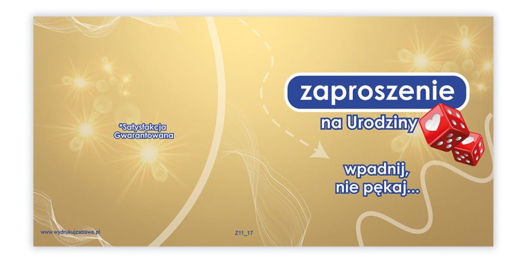 Zaproszenia na Urodziny Satysfakcja Gwarantowana Z11_17  Przod