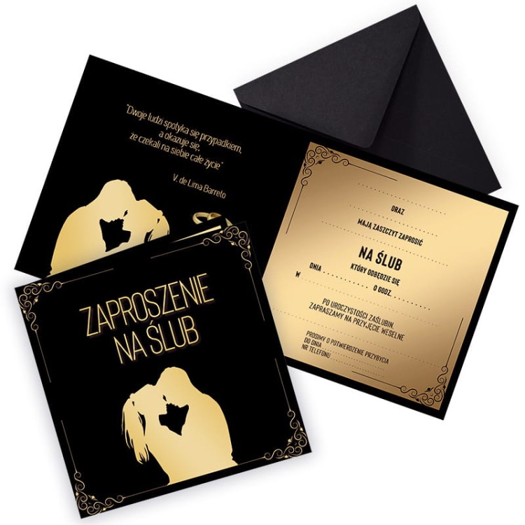 Zaproszenia Slubne Para ZKS_04 Czarna Koperta