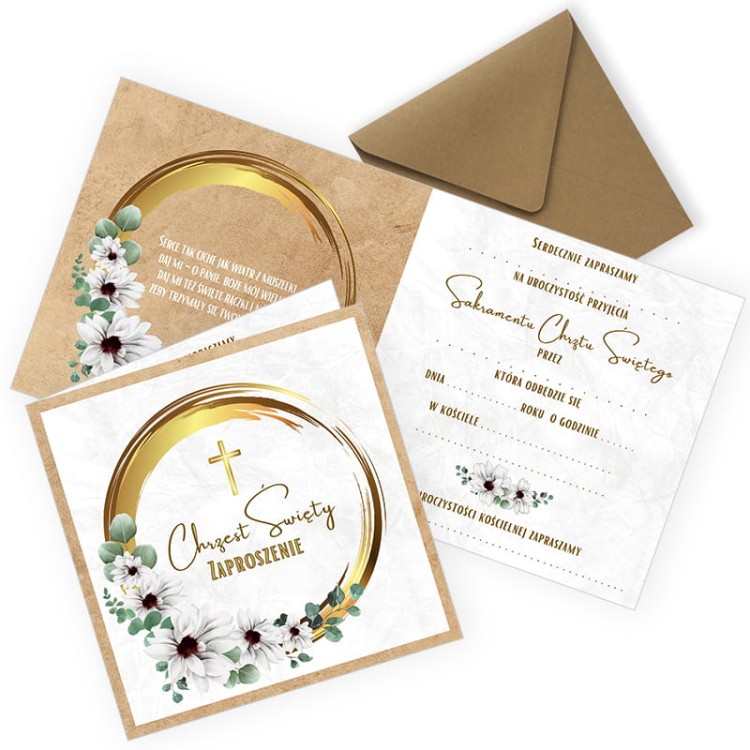 Zaproszenia na Chrzest Swiety Kwiatowy Urok ZKC_08 Eko Koperta