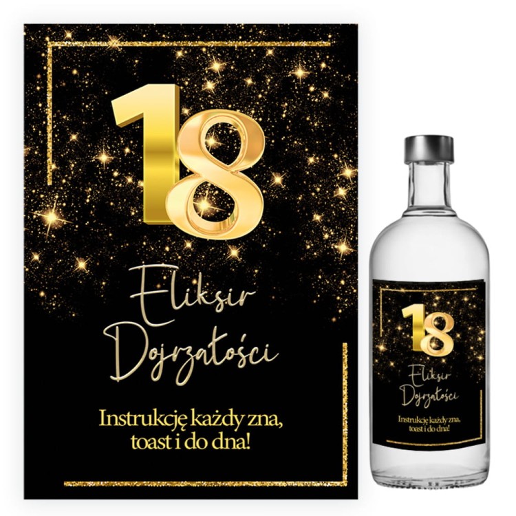 Naklejki na Butelki na 18 Urodziny Blask Eliksir Dojrzalosci - 10 sztuk NAK_60