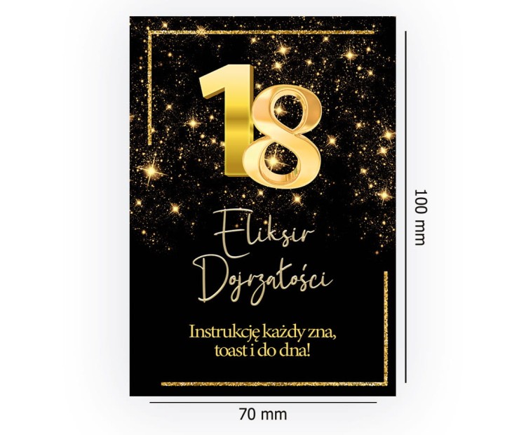 Naklejki na Butelki na 18 Urodziny Blask Eliksir Dojrzalosci - 10 sztuk NAK_60 Rozmiar