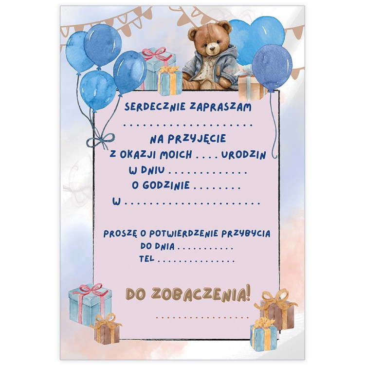 Zaproszenia dla Dzieci Mis WB_47 Srodek