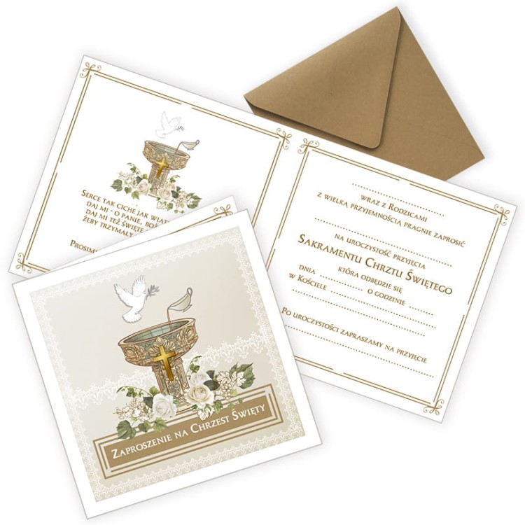 Zaproszenia na Chrzest Swiety Chrzcielnica ZKC_12 Eko Koperta