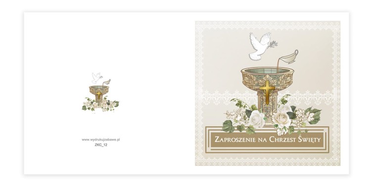 Zaproszenia na Chrzest Swiety Chrzcielnica ZKC_12 Przod