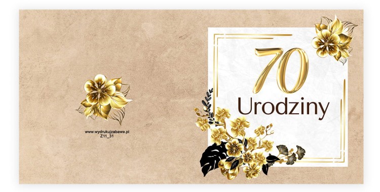 Zaproszenia na 70 Urodziny Zlote Eko Z11_31 Przod