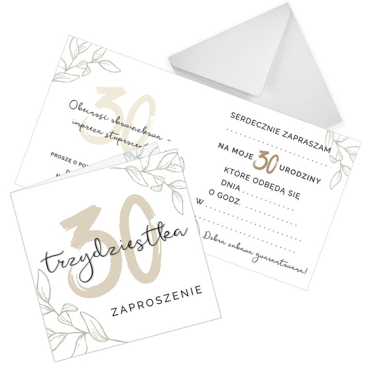 Zaproszenia na 30 Urodziny Elegancja  Z11_34 Biala Koperta