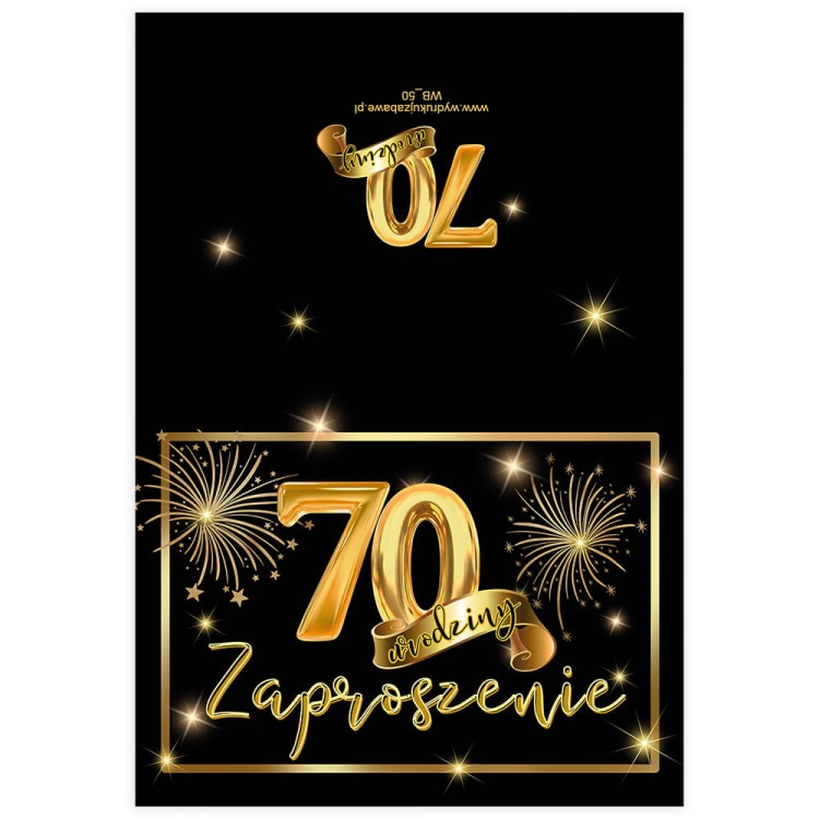 Zaproszenia na 70 Urodziny Zlote Balony WB_50  Przod