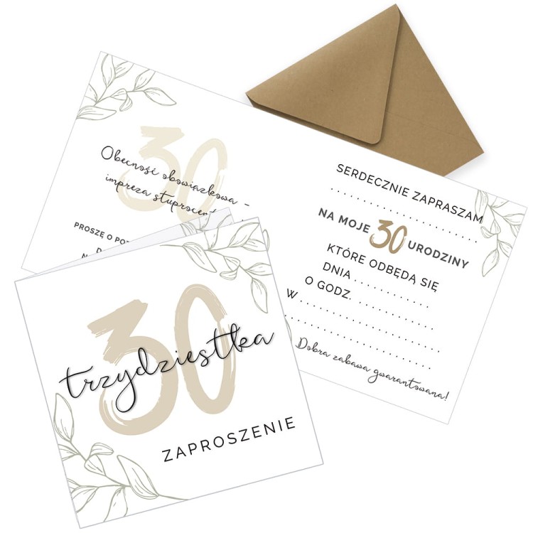 Zaproszenia na 30 Urodziny Elegancja Z11_34 Eko Koperta