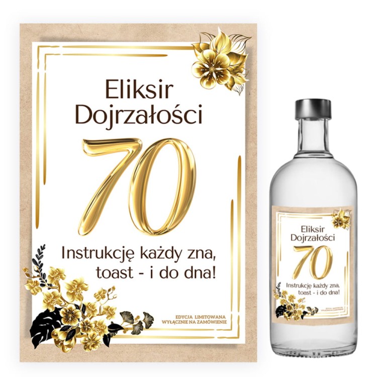 Naklejki na Butelki na 70 Urodziny Zlote Eko - 10 sztuk NAK_95