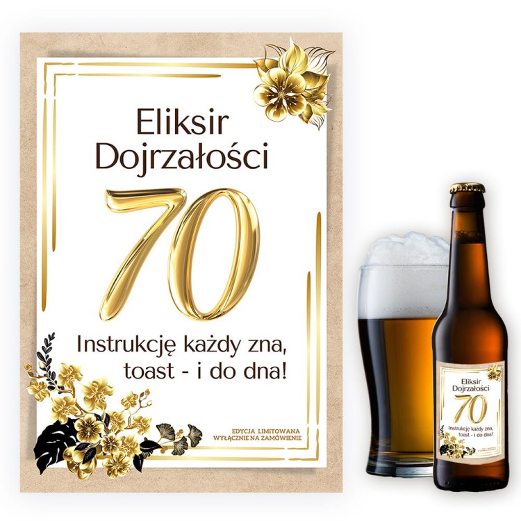 Naklejki na Butelki na 70 Urodziny Zlote Eko - 10 sztuk NAK_95