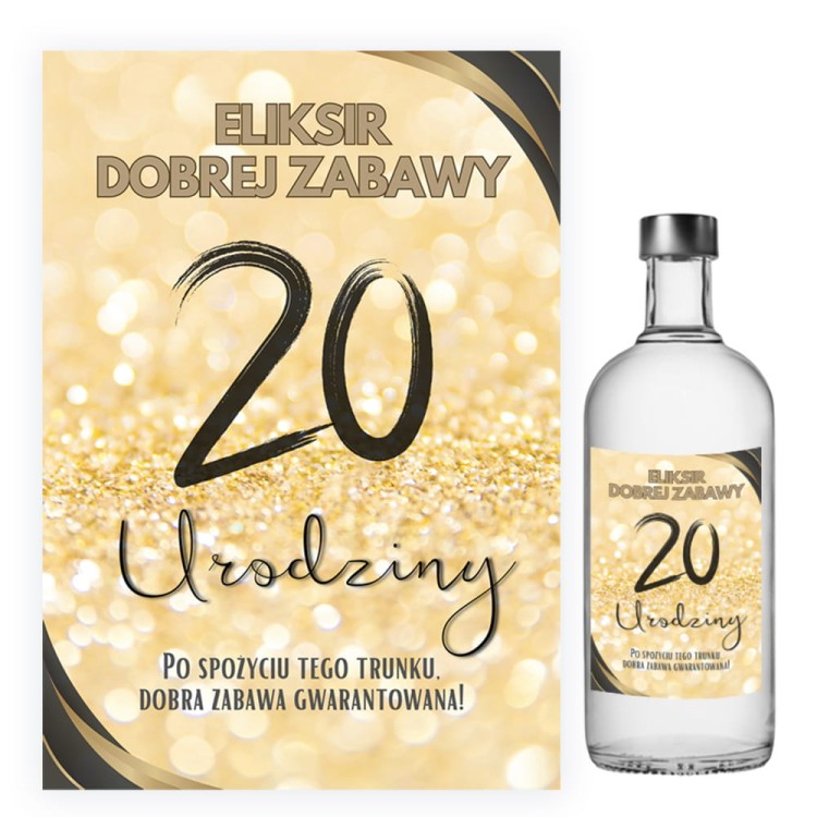Naklejki na Butelki na 20 Urodziny Zlota Impreza - 10 sztuk NAK_99