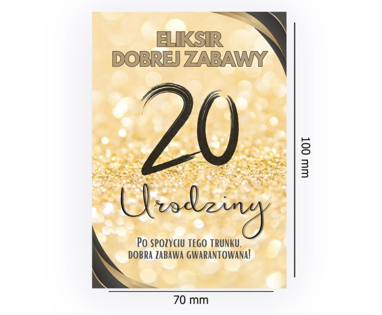 Naklejki na Butelki na 20 Urodziny Zlota Impreza - 10 sztuk NAK_99 Rozmiar