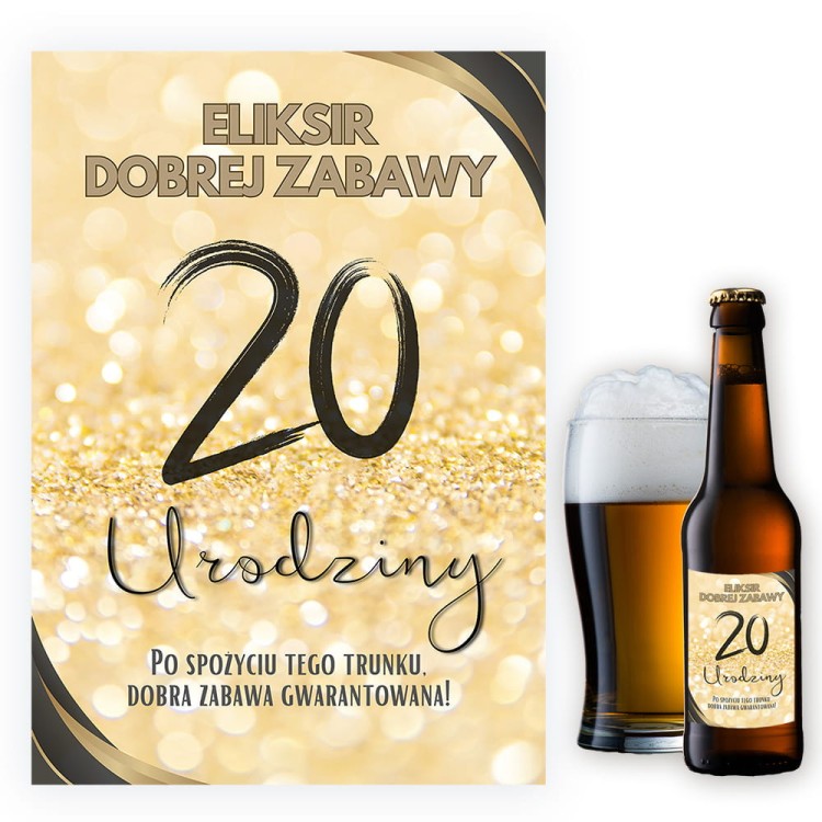 Naklejki na Butelki na 20 Urodziny Zlota Impreza - 10 sztuk NAK_99