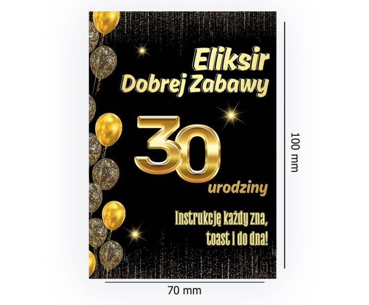 Naklejki na Butelki na 30 Urodziny Zlote Balony - 10 sztuk NAK_101 Rozmiar