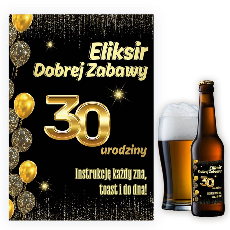Naklejki na Butelki na 30 Urodziny Zlote Balony - 10 sztuk NAK_101