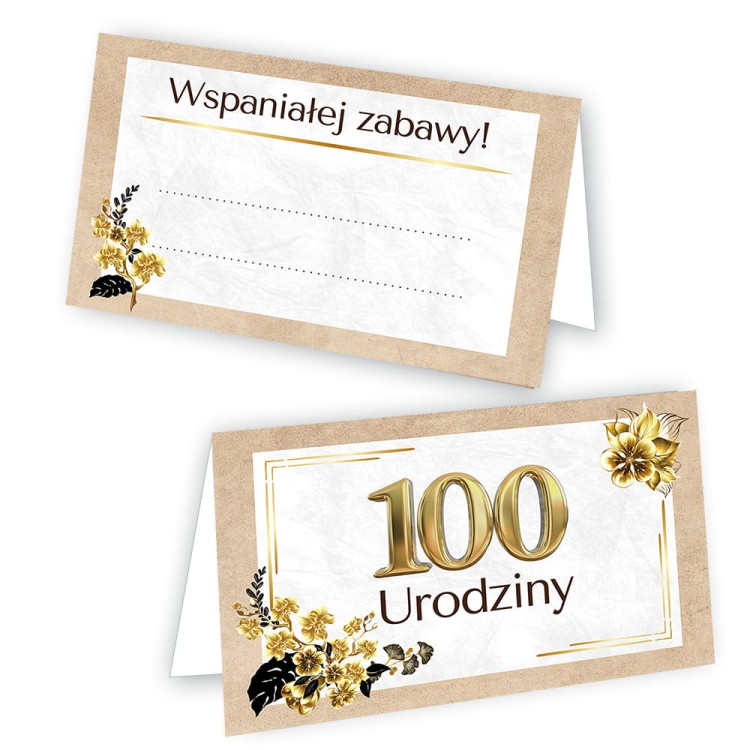 Winietki na Stol na 100 Urodziny Zlote Eko - 10 sztuk WN_54