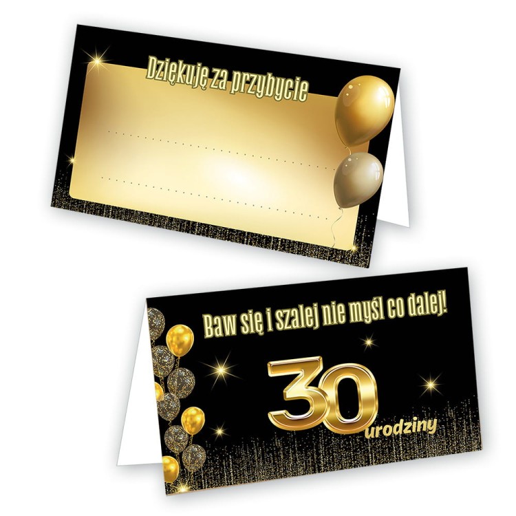 Winietki na Stol na 30 Urodziny Zlote Balony - 10 sztuk WN_59