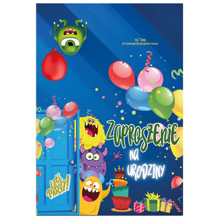 Zaproszenia dla Dzieci Stworki WB_55 Przod