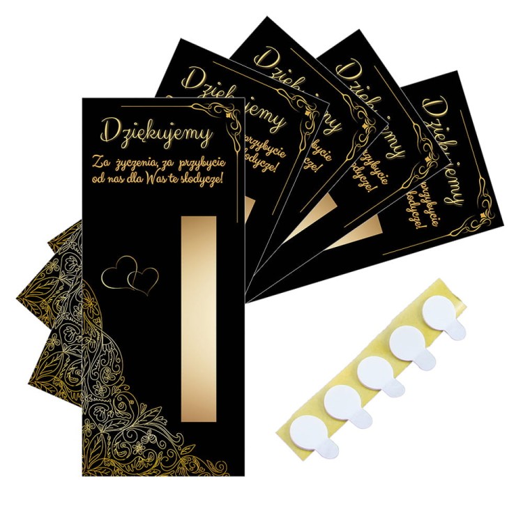 Podziekowania dla gosci Merci na Slub Zlote Serca - 5 sztuk PDM_11