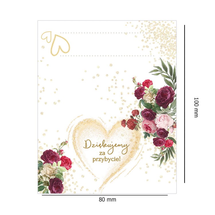 Winietki na Stol Slubne Serce - 10 sztuk WNS_06 Rozmiar