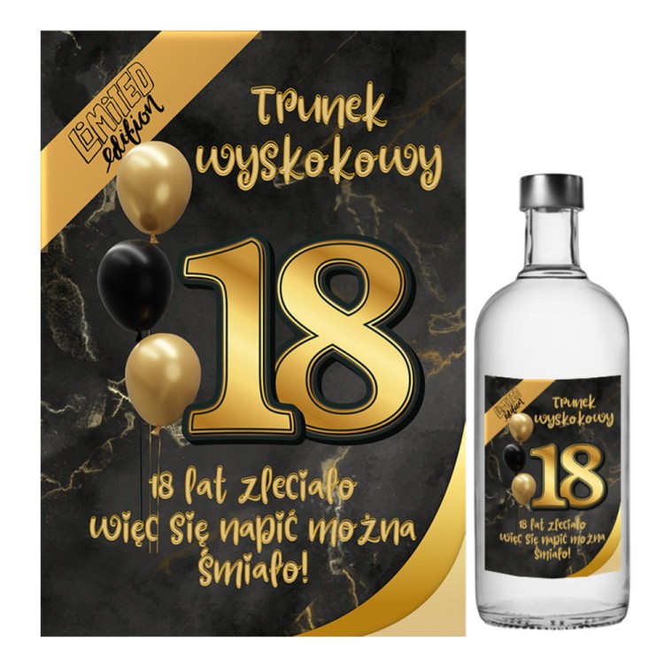 Naklejki na Butelki na 18 Czarno zlote - 10 sztuk NAK_110