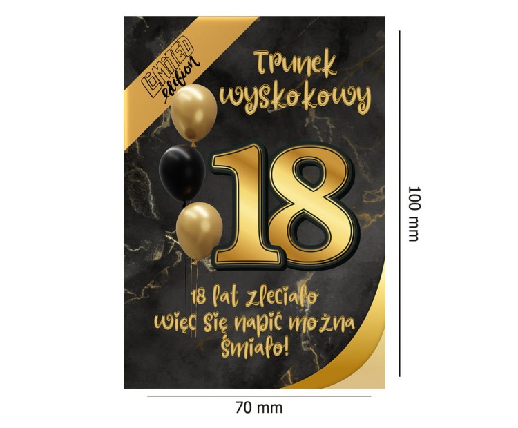 Naklejki na Butelki na 18 Czarno zlote - 10 sztuk NAK_110 Rozmiar