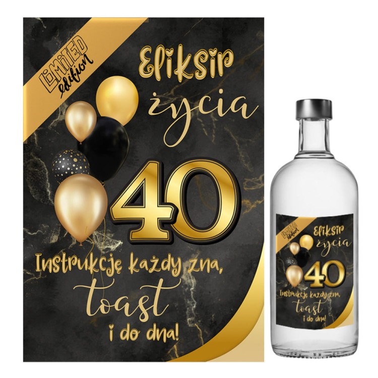 Naklejki na Butelki na 40 Czarno zlote - 10 sztuk NAK_111
