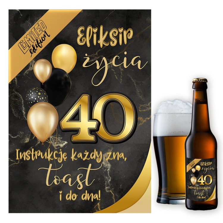 Naklejki na Butelki na 40 Czarno zlote - 10 sztuk NAK_111
