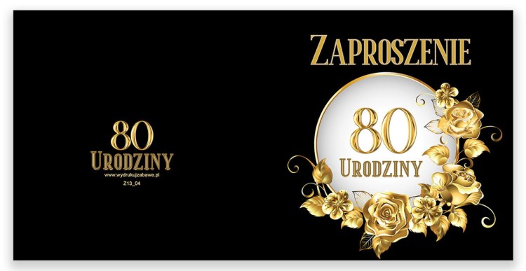 Zaproszenia na 80 Urodziny Szyk Z13_04 Przod