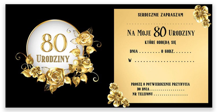 Zaproszenia na 80 Urodziny Szyk Z13_04 Srodek