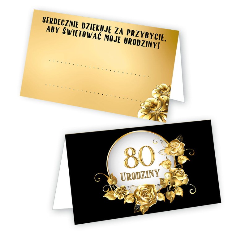 Winietki na Stol na 80 Urodziny Szyk - 10 sztuk WN_68