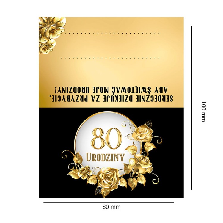 Winietki na Stol na 80 Urodziny Szyk - 10 sztuk WN_68 Rozmiar