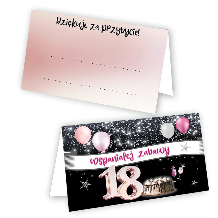 Winietki na Stol na 18 Urodziny Rozowe Szpilki - 10 sztuk WN_69