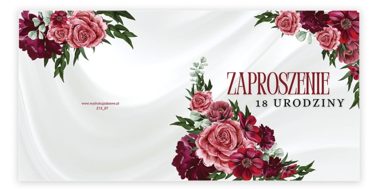 Zaproszenia na 18 Urodziny Bordo Z13_07 Przod