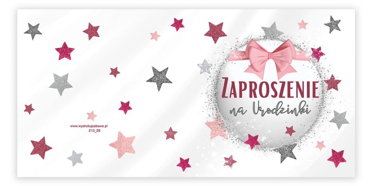 Zaproszenia dla Dzieci na Urodziny Gwiazdki Z13_08 Przod
