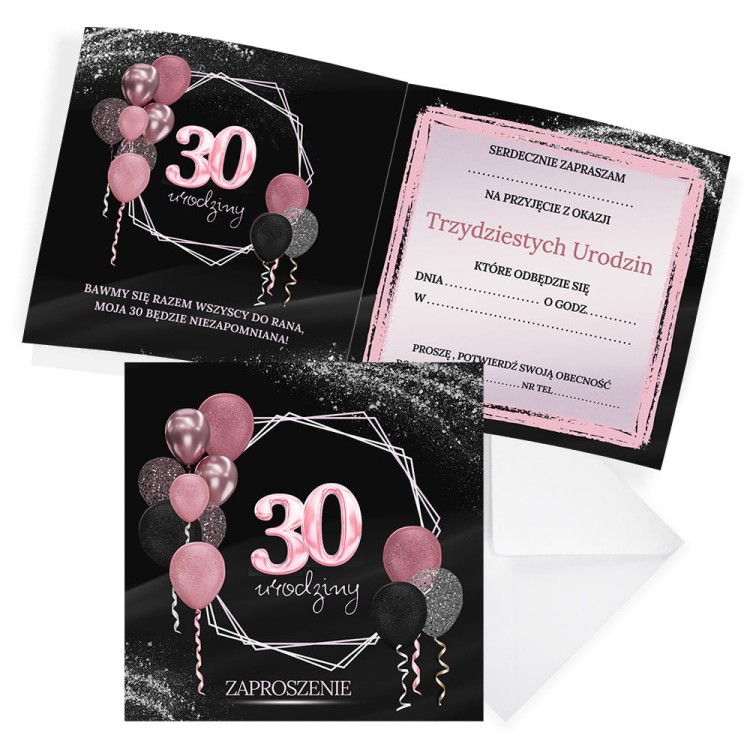 Zaproszenia na 30 Urodziny Rozowe Balony Z13_09