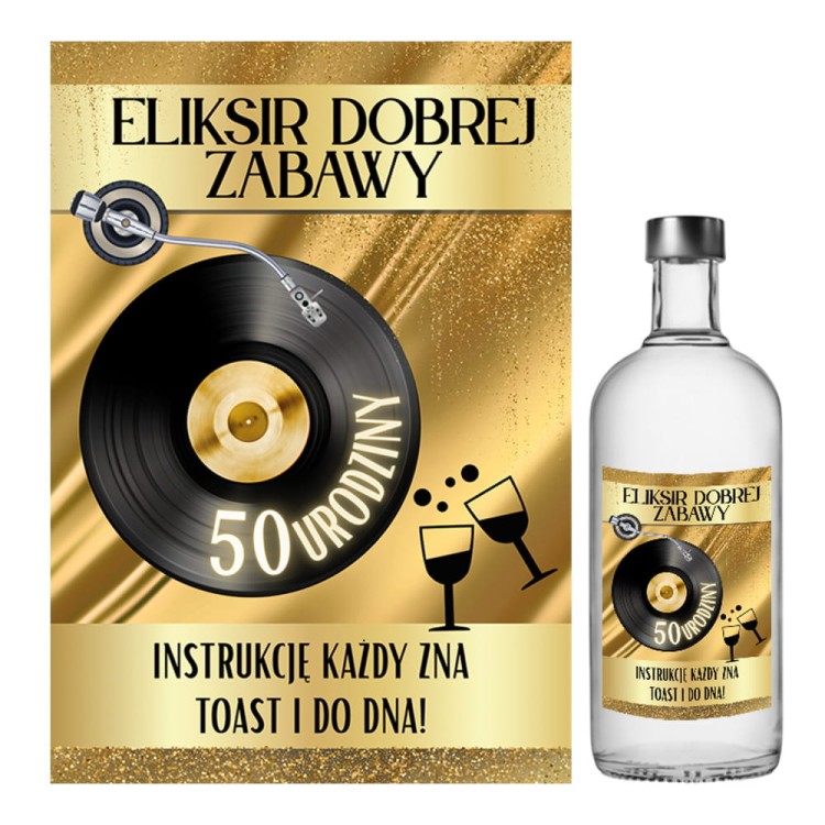 Naklejki na Butelki na 50 Urodziny Gramofon - 10 sztuk NAK_115