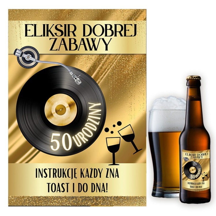 Naklejki na Butelki na 50 Urodziny Gramofon - 10 sztuk NAK_115